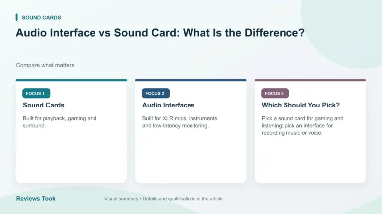 Visual summary: Sound Cards; Audio Interfaces; Which Should You Pick?.