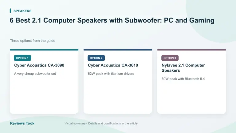Comparison of three options: Cyber Acoustics CA-3090; Cyber Acoustics CA-3610; Nylavee 2.1 Computer Speakers.