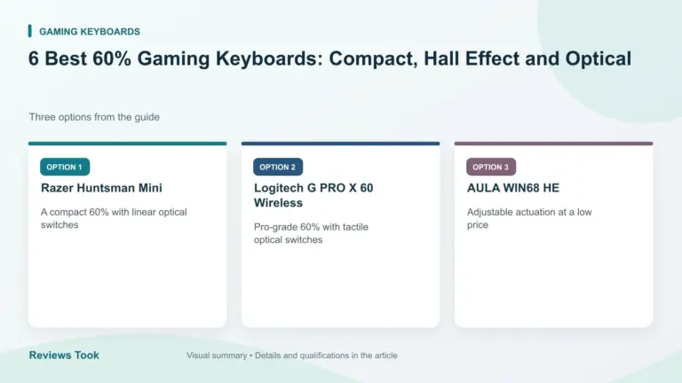 Comparison of three options: Razer Huntsman Mini; Logitech G PRO X 60 Wireless; AULA WIN68 HE.