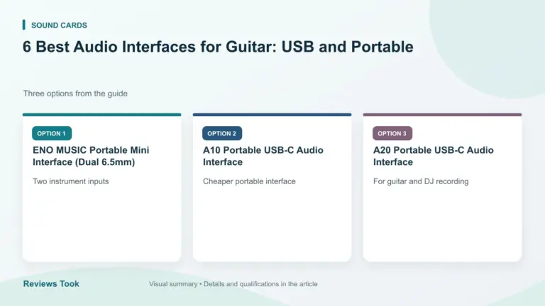 Comparison of three options: ENO MUSIC Portable Mini Interface (Dual 6.5mm); A10 Portable USB-C Audio Interface; A20 Portable USB-C Audio Interface.