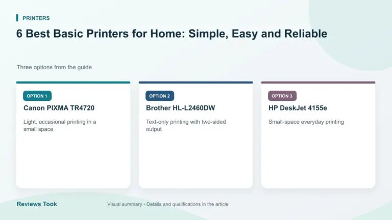 Comparison of three options: Canon PIXMA TR4720; Brother HL-L2460DW; HP DeskJet 4155e.