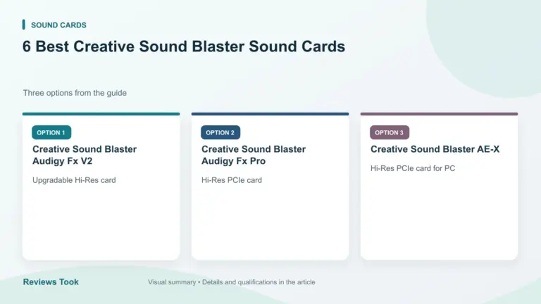 Comparison of three options: Creative Sound Blaster Audigy Fx V2; Creative Sound Blaster Audigy Fx Pro; Creative Sound Blaster AE-X.