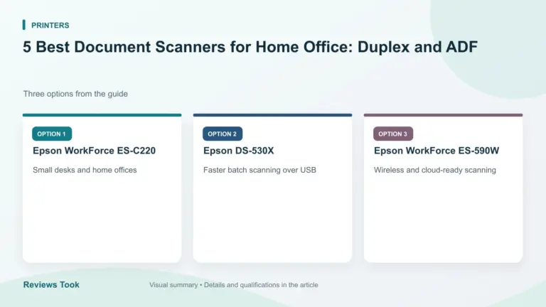 Comparison of three options: Epson WorkForce ES-C220; Epson DS-530X; Epson WorkForce ES-590W.