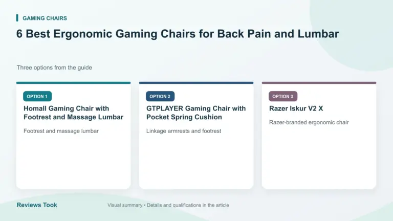 Comparison of three options: Homall Gaming Chair with Footrest and Massage Lumbar; GTPLAYER Gaming Chair with Pocket Spring Cushion; Razer Iskur V2 X.