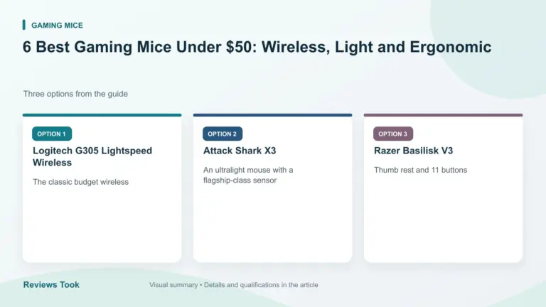 Comparison of three options: Logitech G305 Lightspeed Wireless; Attack Shark X3; Razer Basilisk V3.