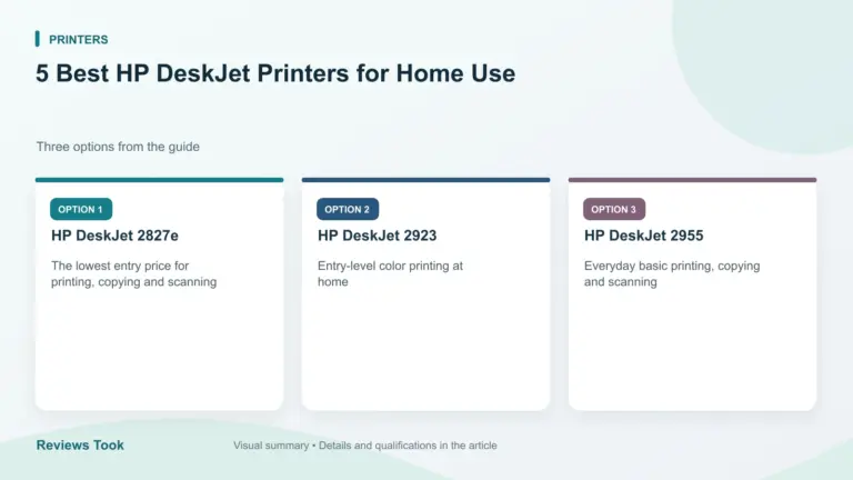 Comparison of three options: HP DeskJet 2827e; HP DeskJet 2923; HP DeskJet 2955.