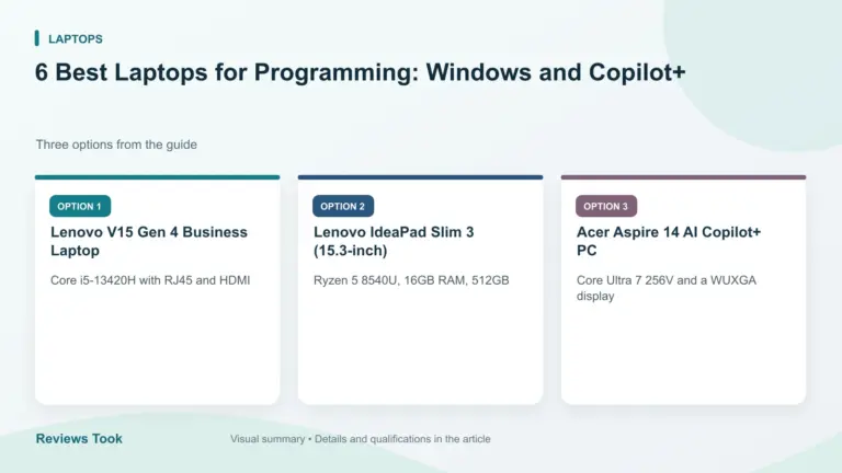 Comparison of three options: Lenovo V15 Gen 4 Business Laptop; Lenovo IdeaPad Slim 3 (15.3-inch); Acer Aspire 14 AI Copilot+ PC.