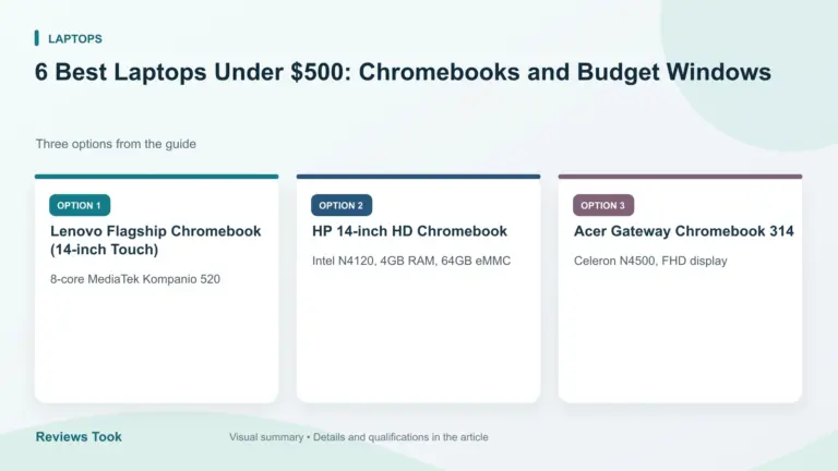 Comparison of three options: Lenovo Flagship Chromebook (14-inch Touch); HP 14-inch HD Chromebook; Acer Gateway Chromebook 314.