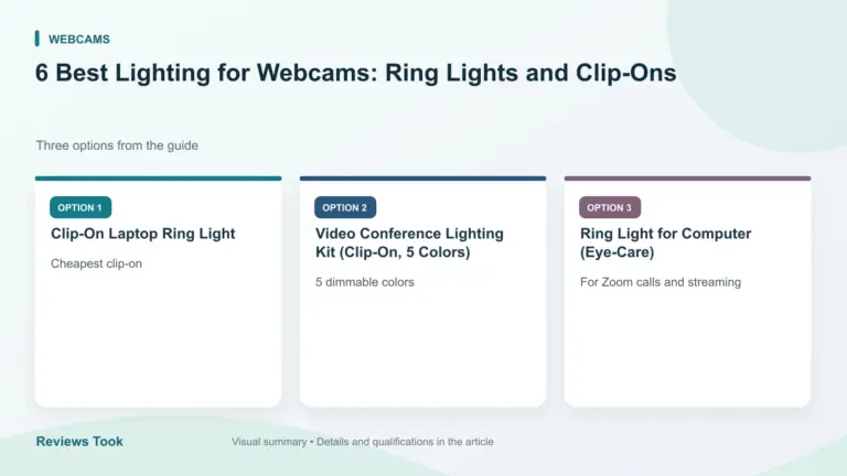 Comparison of three options: Clip-On Laptop Ring Light; Video Conference Lighting Kit (Clip-On, 5 Colors); Ring Light for Computer (Eye-Care).
