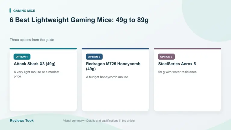 Comparison of three options: Attack Shark X3 (49g); Redragon M725 Honeycomb (49g); SteelSeries Aerox 5.