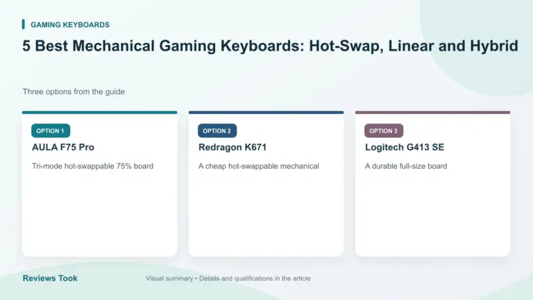 Comparison of three options: AULA F75 Pro; Redragon K671; Logitech G413 SE.