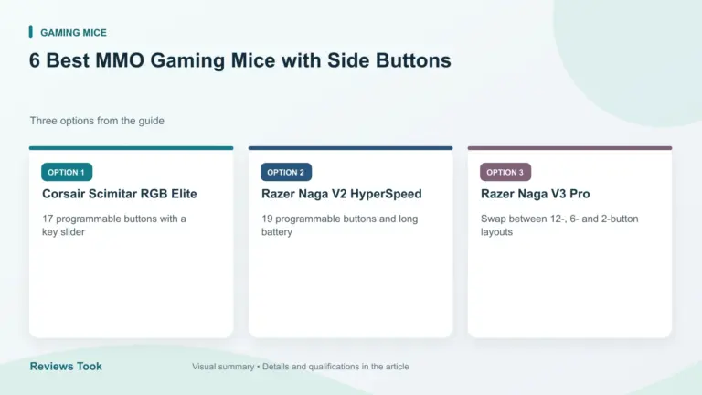 Comparison of three options: Corsair Scimitar RGB Elite; Razer Naga V2 HyperSpeed; Razer Naga V3 Pro.