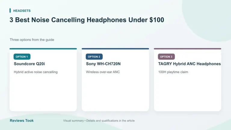 Comparison of three options: Soundcore Q20i; Sony WH-CH720N; TAGRY Hybrid ANC Headphones.