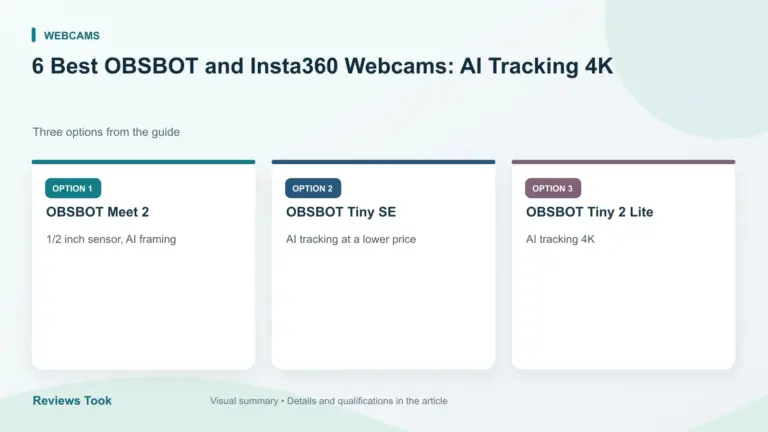 Comparison of three options: OBSBOT Meet 2; OBSBOT Tiny SE; OBSBOT Tiny 2 Lite.