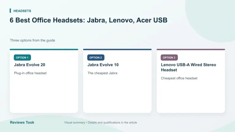 Comparison of three options: Jabra Evolve 20; Jabra Evolve 10; Lenovo USB-A Wired Stereo Headset.