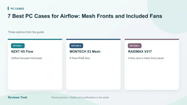 Comparison of three options: NZXT H5 Flow; MONTECH X3 Mesh; RAIDMAX V217.