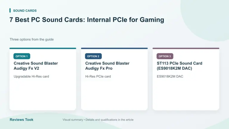 Comparison of three options: Creative Sound Blaster Audigy Fx V2; Creative Sound Blaster Audigy Fx Pro; ST113 PCIe Sound Card (ES9018K2M DAC).