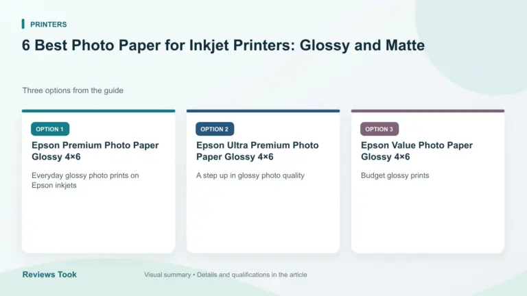 Comparison of three options: Epson Premium Photo Paper Glossy 4×6; Epson Ultra Premium Photo Paper Glossy 4×6; Epson Value Photo Paper Glossy 4×6.