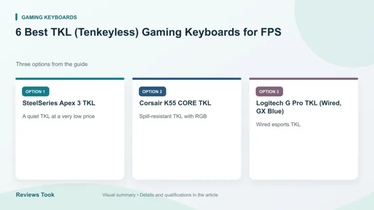 Comparison of three options: SteelSeries Apex 3 TKL; Corsair K55 CORE TKL; Logitech G Pro TKL (Wired, GX Blue).