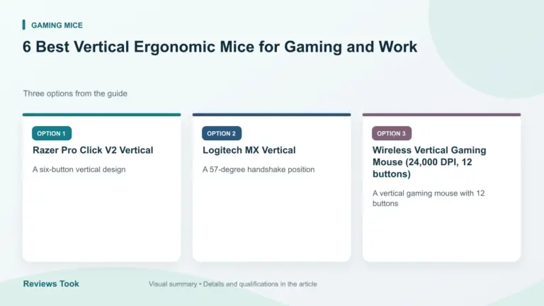 Comparison of three options: Razer Pro Click V2 Vertical; Logitech MX Vertical; Wireless Vertical Gaming Mouse (24,000 DPI, 12 buttons).