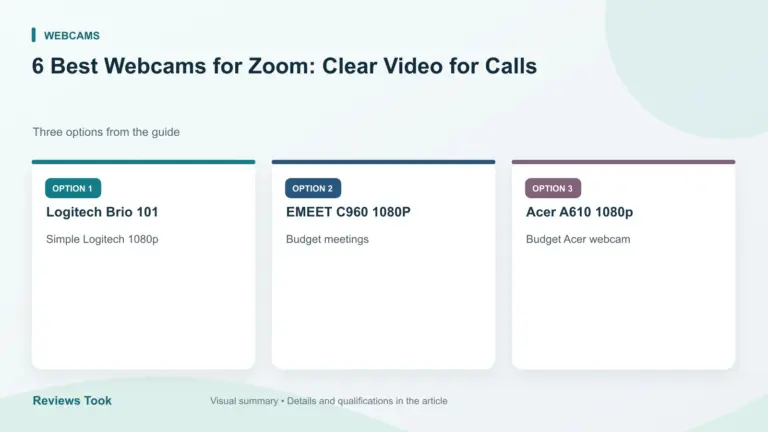 Comparison of three options: Logitech Brio 101; EMEET C960 1080P; Acer A610 1080p.