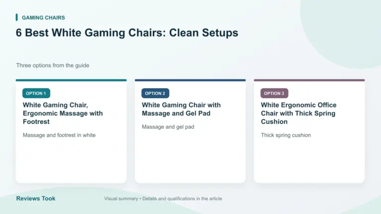 Comparison of three options: White Gaming Chair, Ergonomic Massage with Footrest; White Gaming Chair with Massage and Gel Pad; White Ergonomic Office Chair with Thick Spring Cushion.