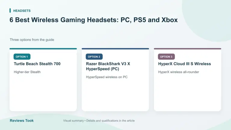 Comparison of three options: Turtle Beach Stealth 700; Razer BlackShark V3 X HyperSpeed (PC); HyperX Cloud III S Wireless.
