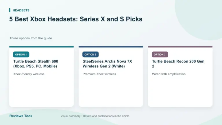 Comparison of three options: Turtle Beach Stealth 600 (Xbox, PS5, PC, Mobile); SteelSeries Arctis Nova 7X Wireless Gen 2 (White); Turtle Beach Recon 200 Gen 2.