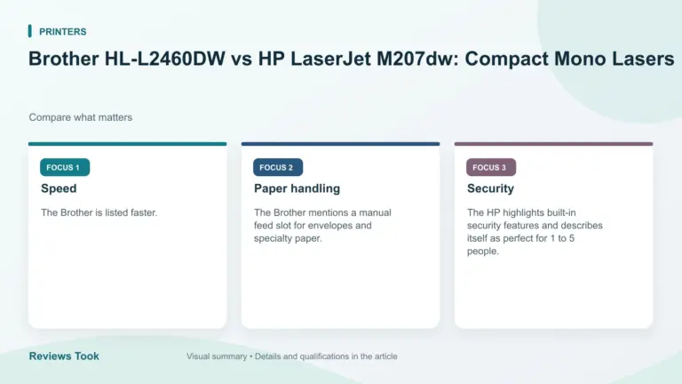 Visual summary: Speed; Paper handling; Security.