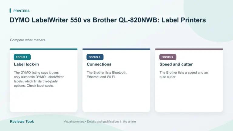 Visual summary: Label lock-in; Connections; Speed and cutter.