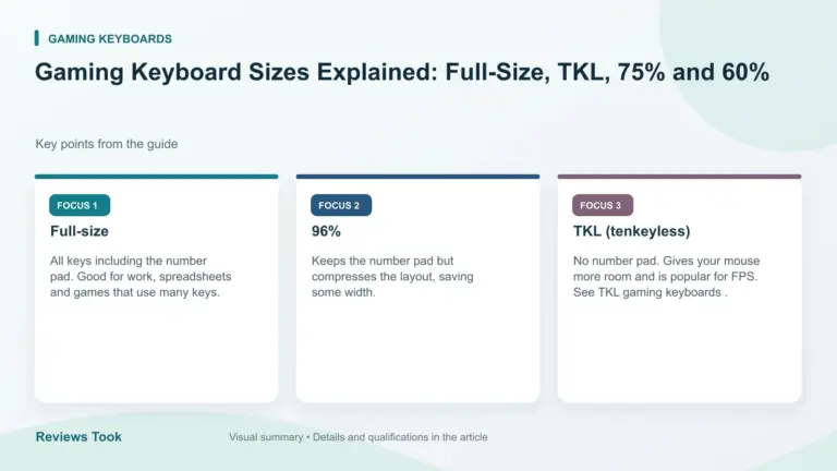 Visual summary: Full-size; 96%; TKL (tenkeyless).