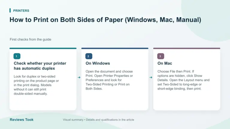 Illustrated checks: Check whether your printer has automatic duplex; On Windows; On Mac.