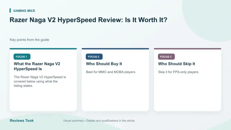Visual summary: What the Razer Naga V2 HyperSpeed Is; Who Should Buy It; Who Should Skip It.