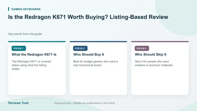 Visual summary: What the Redragon K671 Is; Who Should Buy It; Who Should Skip It.