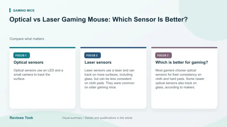 Visual summary: Optical sensors; Laser sensors; Which is better for gaming?.